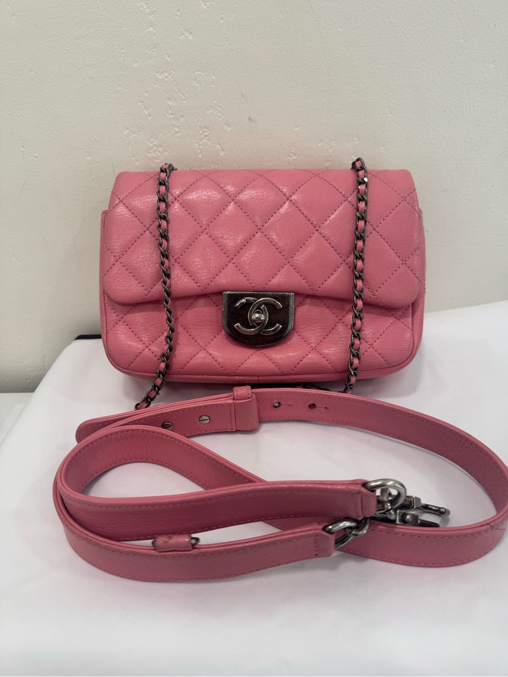 CHANEL Quilted goatskin Double carry flap bag